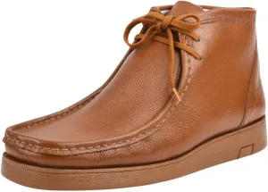 LIBERTYZENO Mens Moccasin Toe Desert Boots Genuine Leather Adults Lace Up Casual Chukka Boot Shoes for Prom Graduation