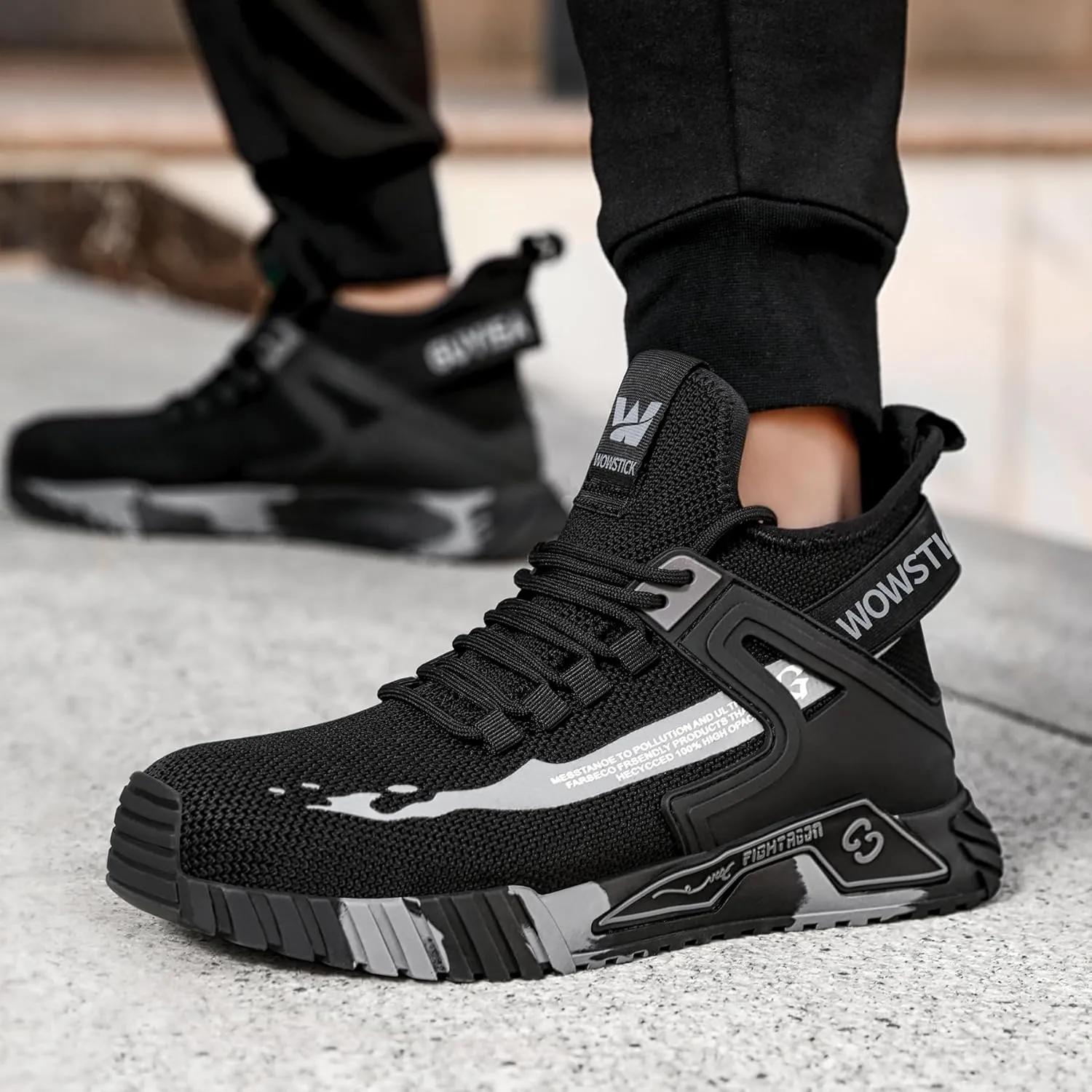 Lightweight Work Safety Steel Toe Sneakers, Durable Breathable Light Construction Tennis Shoes