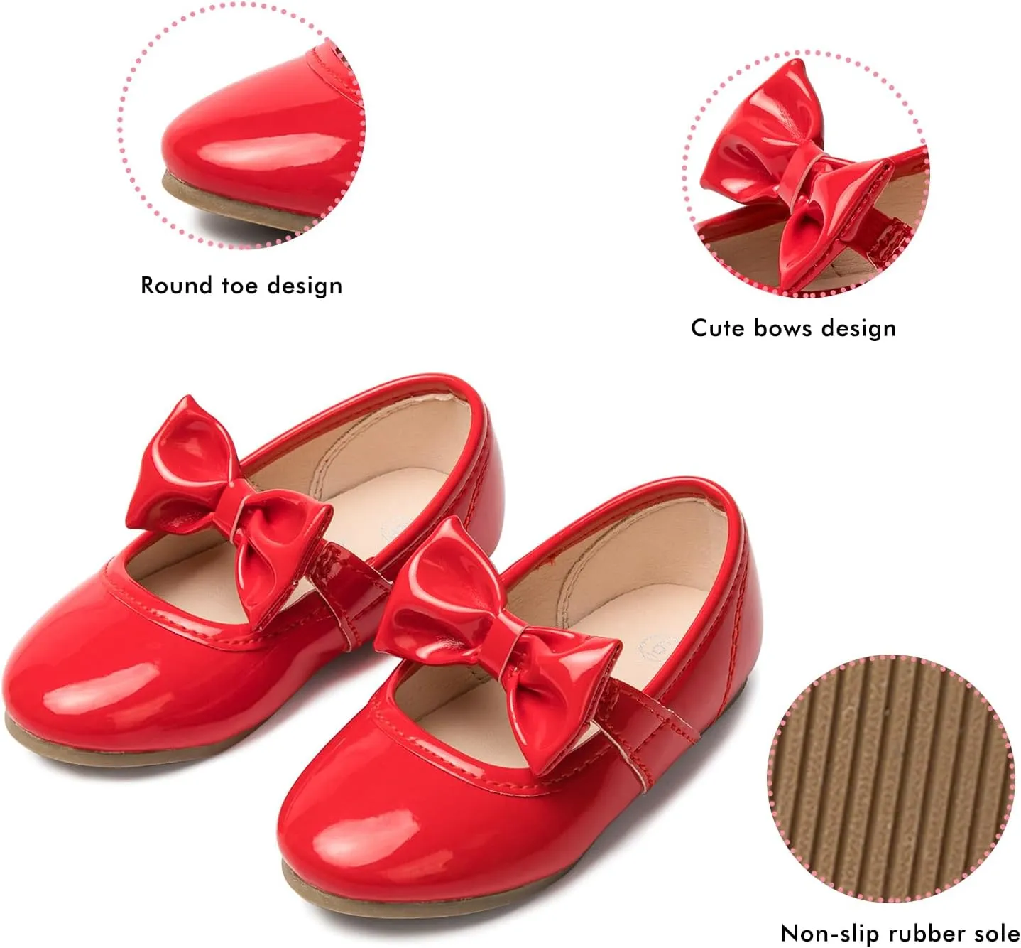 LM Toddler/Little Girls Mary Jane Dress Shoes Bow Ballet Flats for Wedding, Party, School
