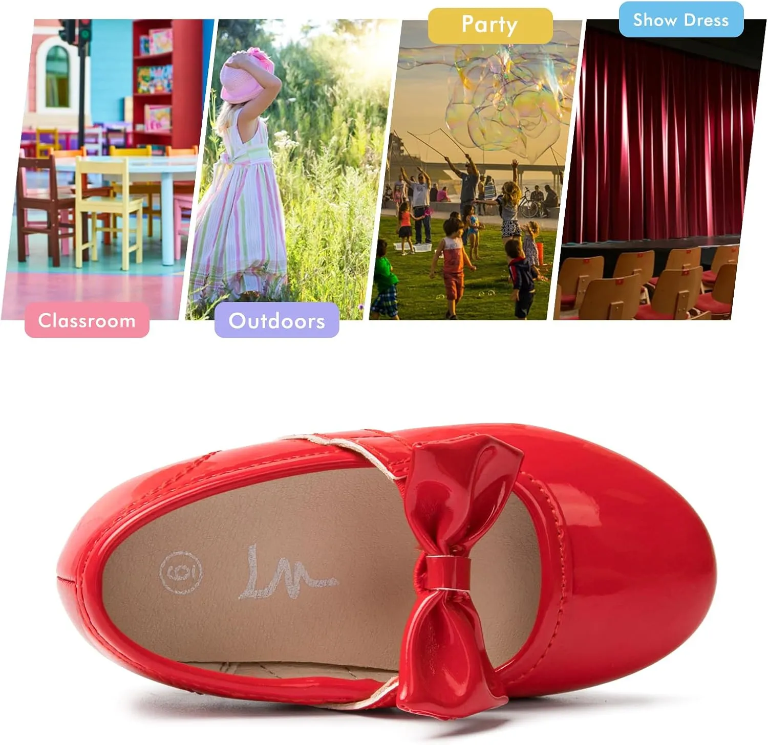 LM Toddler/Little Girls Mary Jane Dress Shoes Bow Ballet Flats for Wedding, Party, School