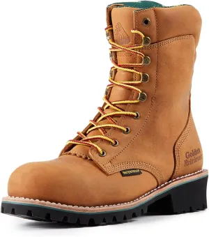 Logger boots for men Waterproof Composite Toe 9" height Crazy Hourse Leather Slip and Oil Resistant Goodyear Welt Logger Boots G81594