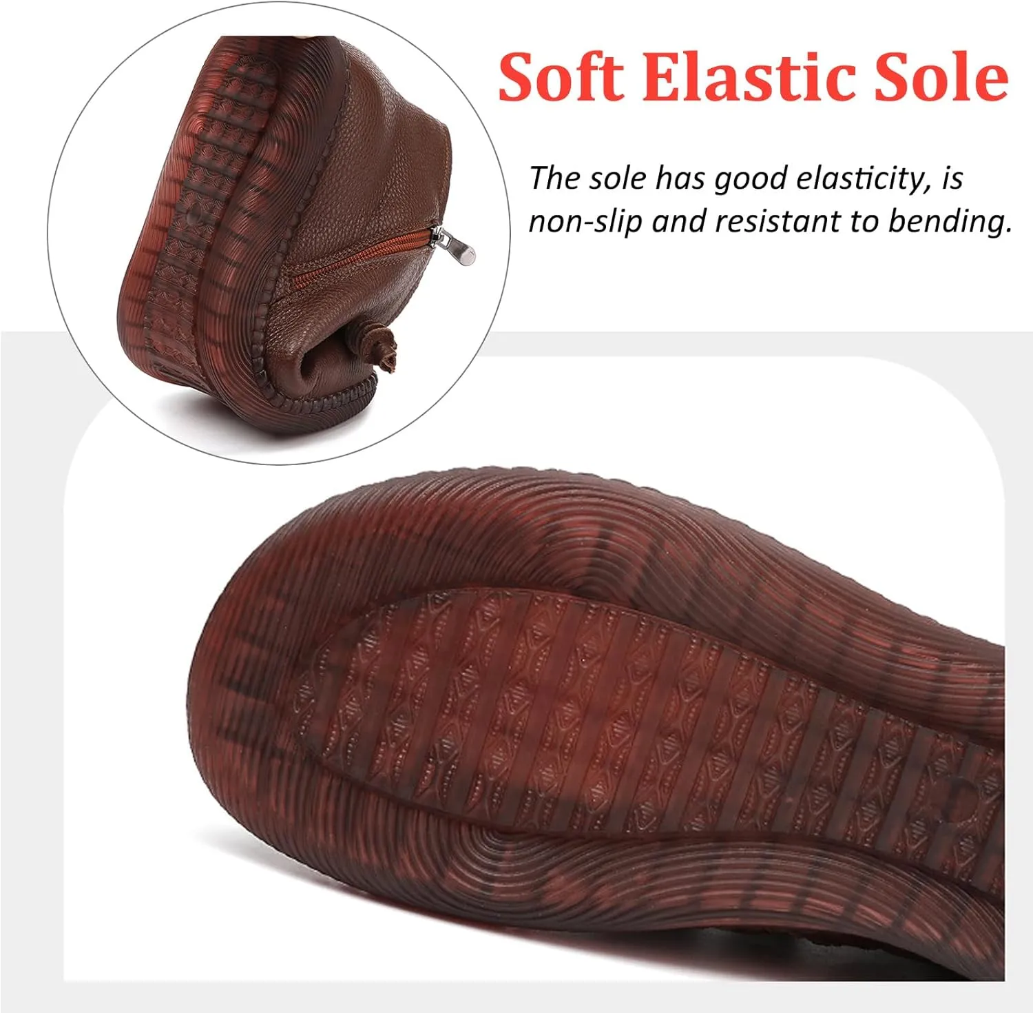 Lossarye Women's Leather Side Zipper Soft Flat Ankle Boots Retro Round Toe Lightweight Non-Slip Casual Booties Fall Winter Warm High Top Ankle Boots