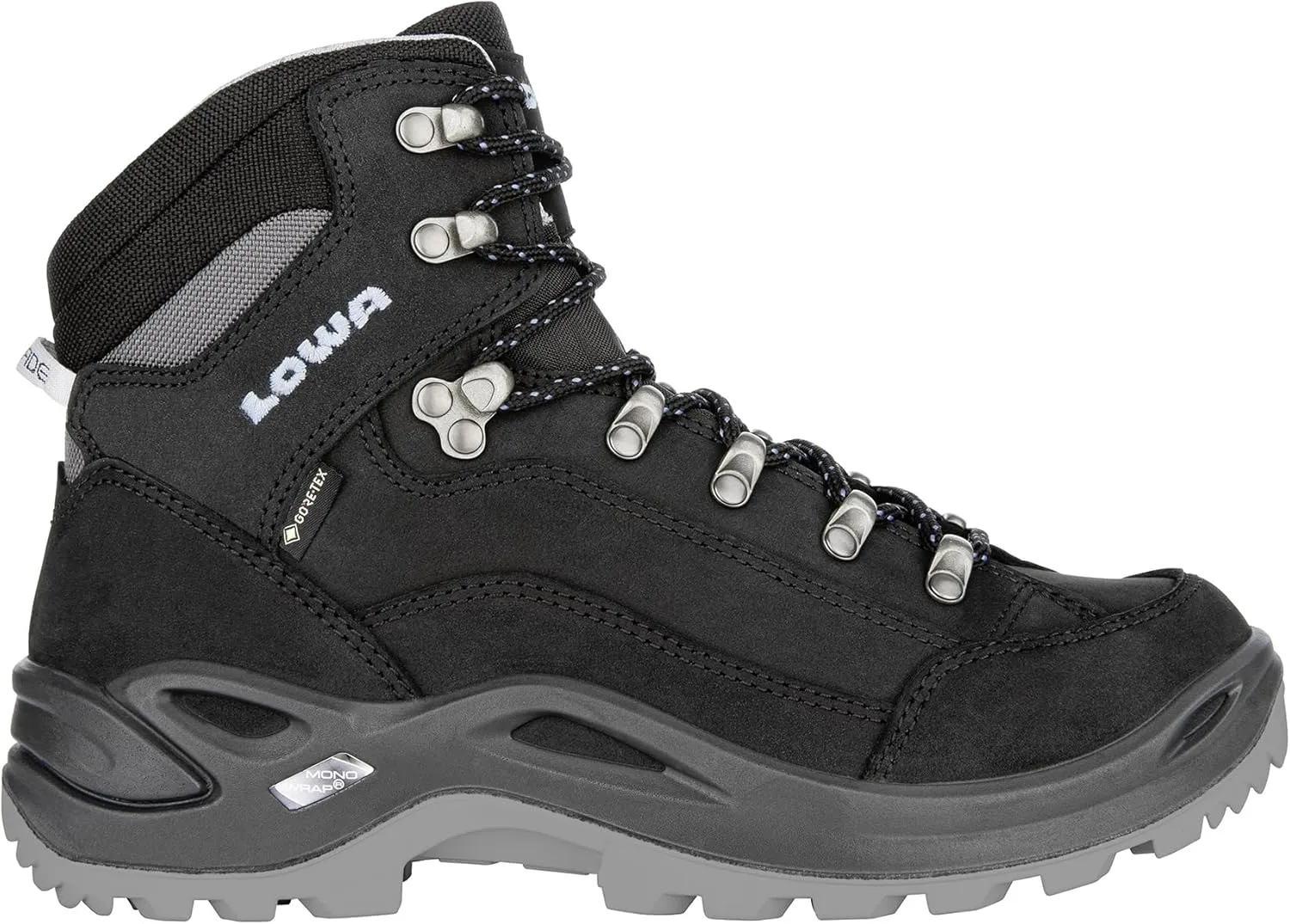 LOWA Renegade GTX Mid Ws Waterproof Hiking Boots, Black ice blue, 42.5 EU