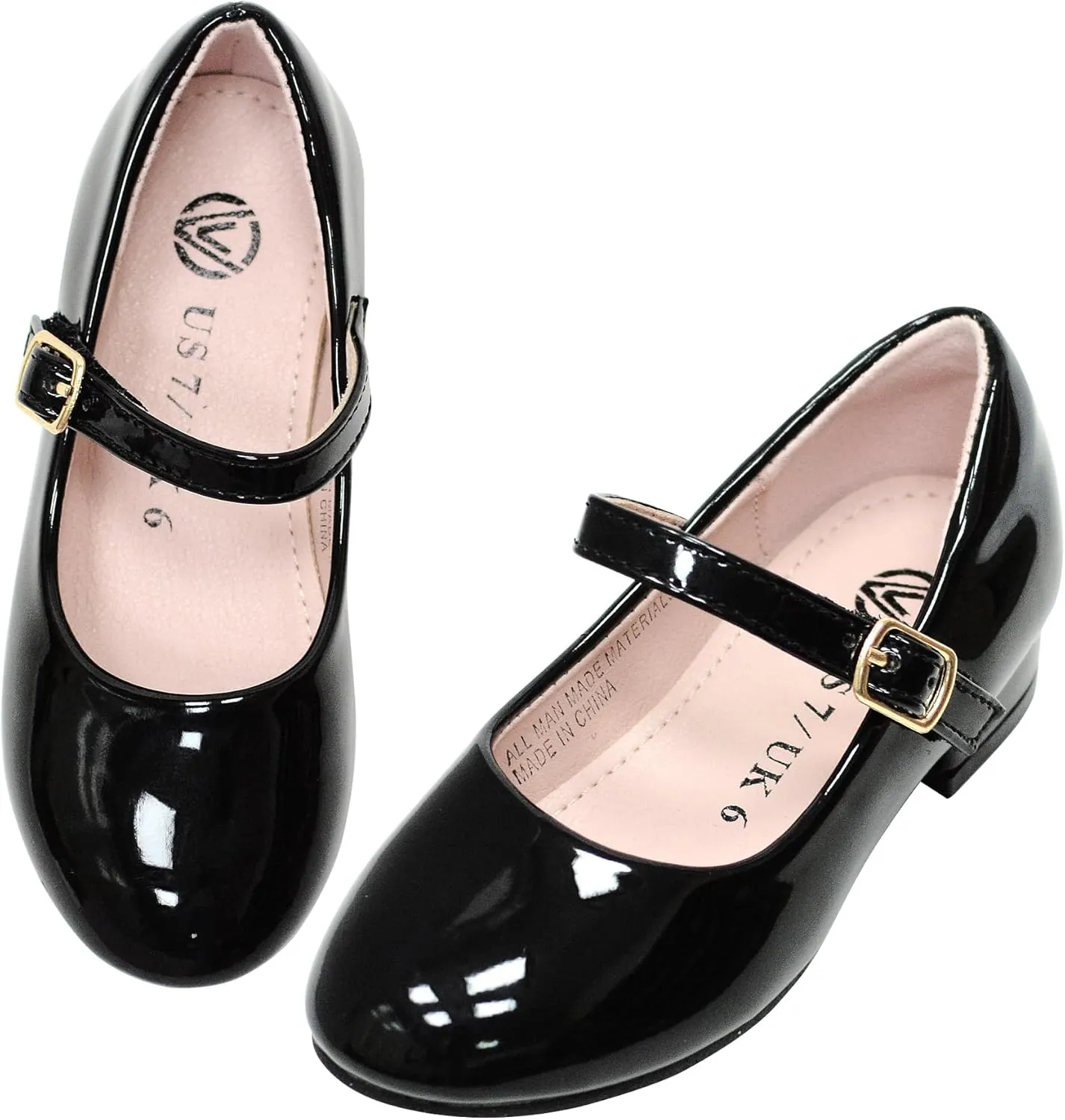 LseLom Girls Dress Shoes-Mary Jane Shoes for Girls Low Heel Princess Hook and Loop Dress Shoes Party Wedding Flats for Little/Big Kids