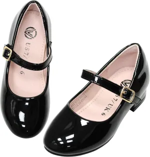 LseLom Girls Dress Shoes-Mary Jane Shoes for Girls Low Heel Princess Hook and Loop Dress Shoes Party Wedding Flats for Little/Big Kids