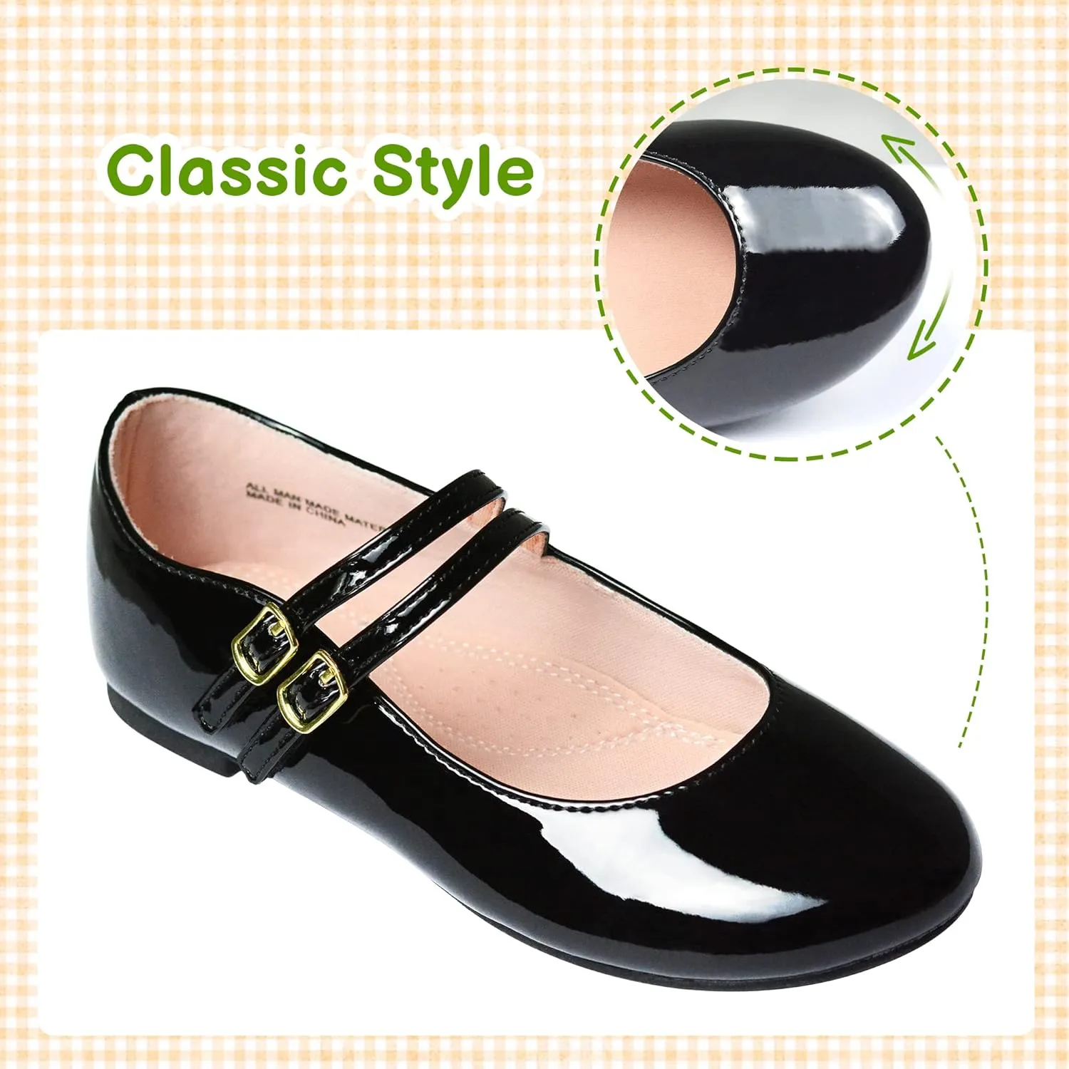 LseLom Girls Dress Shoes-Mary Jane Shoes for Girls Low Heel Princess Hook and Loop Dress Shoes Party Wedding Flats for Little/Big Kids