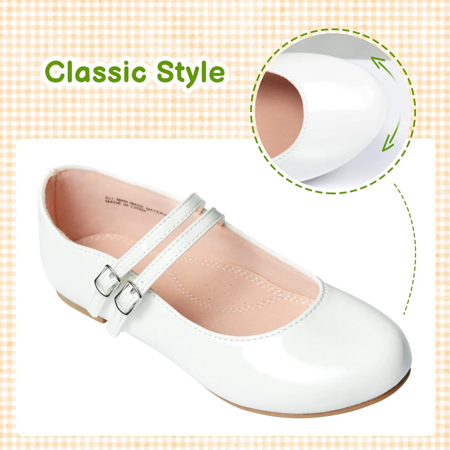LseLom Girls Dress Shoes-Mary Jane Shoes for Girls Low Heel Princess Hook and Loop Dress Shoes Party Wedding Flats for Little/Big Kids