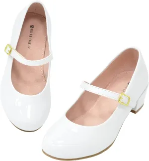 LseLom Girls Dress Shoes-Mary Jane Shoes for Girls Low Heel Princess Hook and Loop Dress Shoes Party Wedding Flats for Little/Big Kids