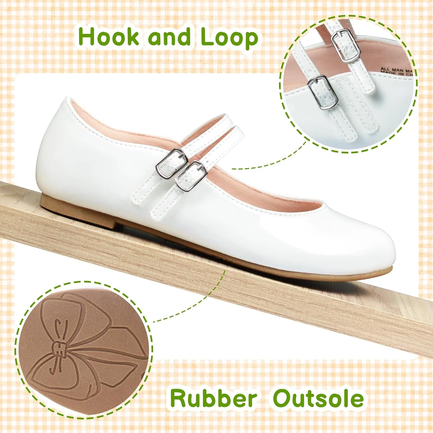 LseLom Girls Dress Shoes-Mary Jane Shoes for Girls Low Heel Princess Hook and Loop Dress Shoes Party Wedding Flats for Little/Big Kids