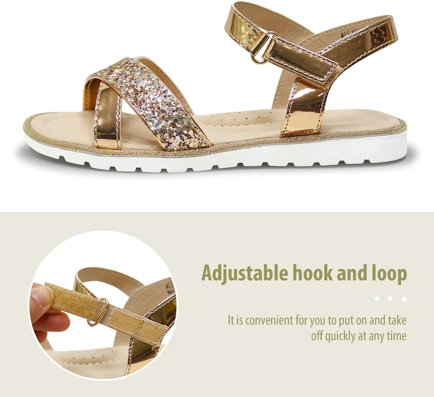 LseLom Girls Sandals Cute Open Toe Sandals Glitter Party Wedding Princess Summer Flats