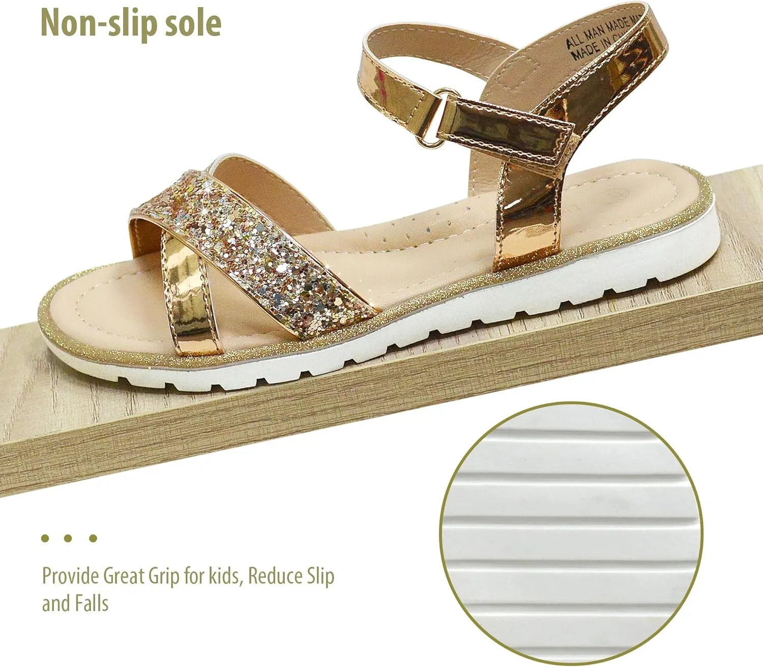 LseLom Girls Sandals Cute Open Toe Sandals Glitter Party Wedding Princess Summer Flats