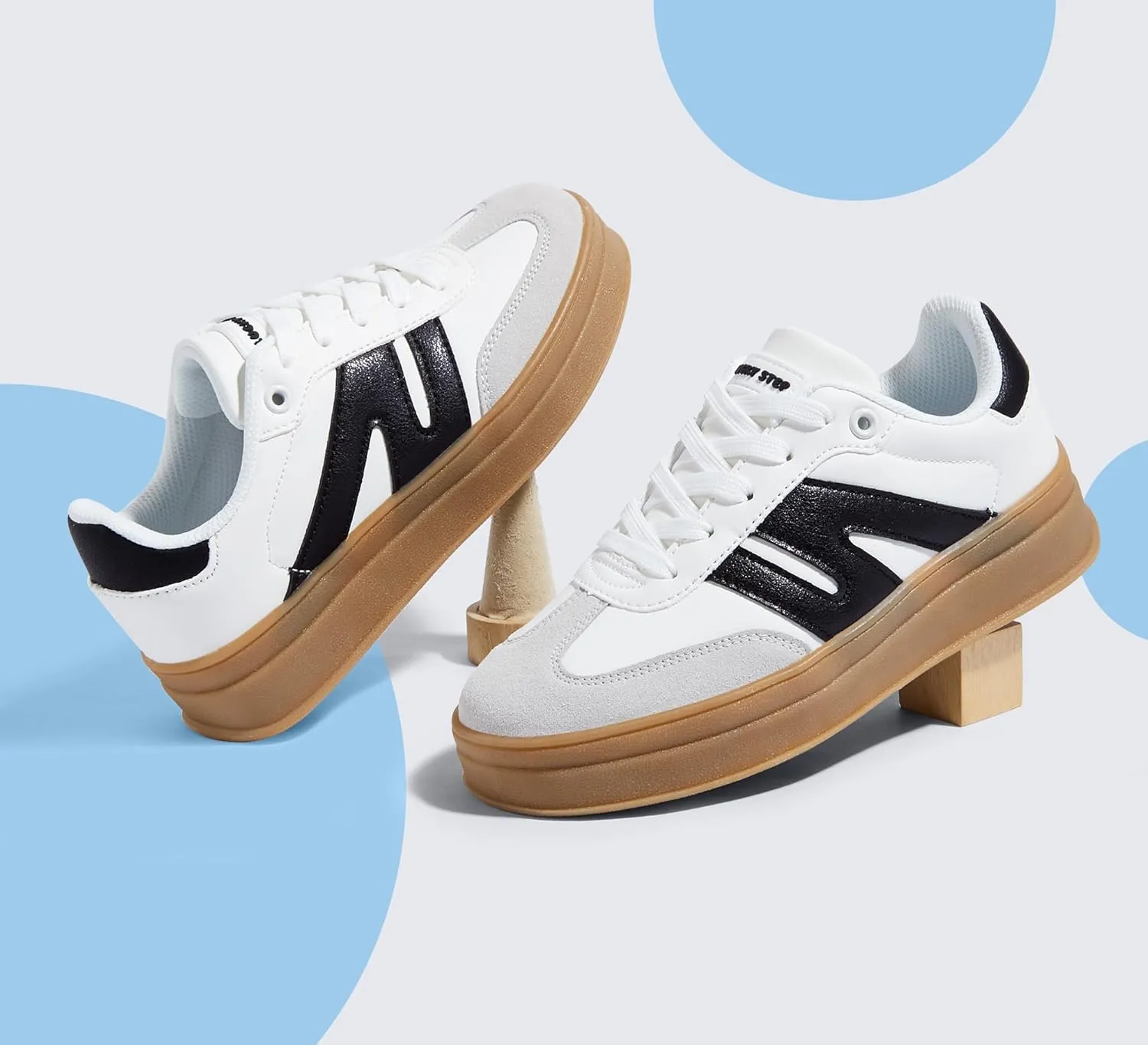 LUCKY STEP Boys Girls Platform Sneakers Fashion Casual Non Slip Walking Shoes Classic Retro Tennis Sneaker for Big Kids