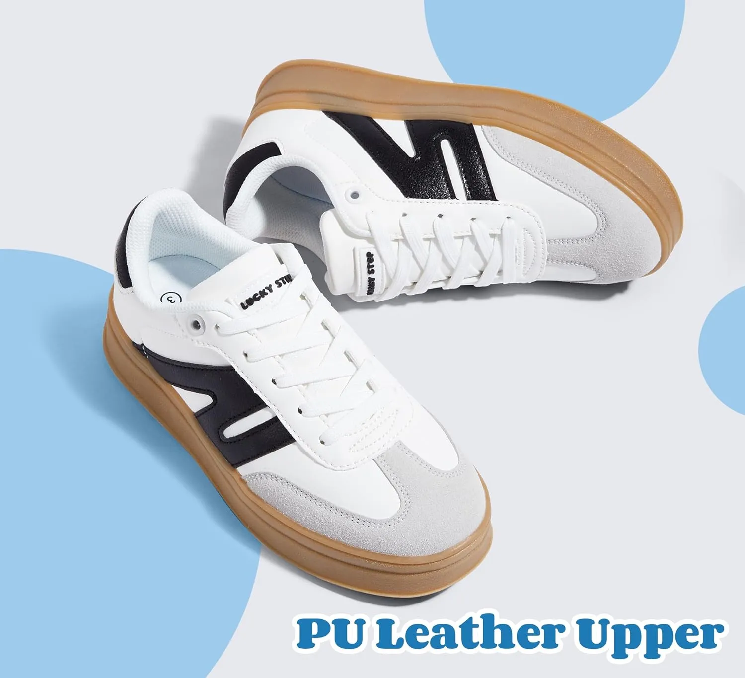 LUCKY STEP Boys Girls Platform Sneakers Fashion Casual Non Slip Walking Shoes Classic Retro Tennis Sneaker for Big Kids