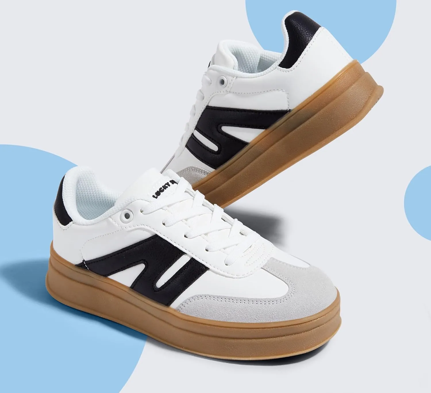 LUCKY STEP Boys Girls Platform Sneakers Fashion Casual Non Slip Walking Shoes Classic Retro Tennis Sneaker for Big Kids
