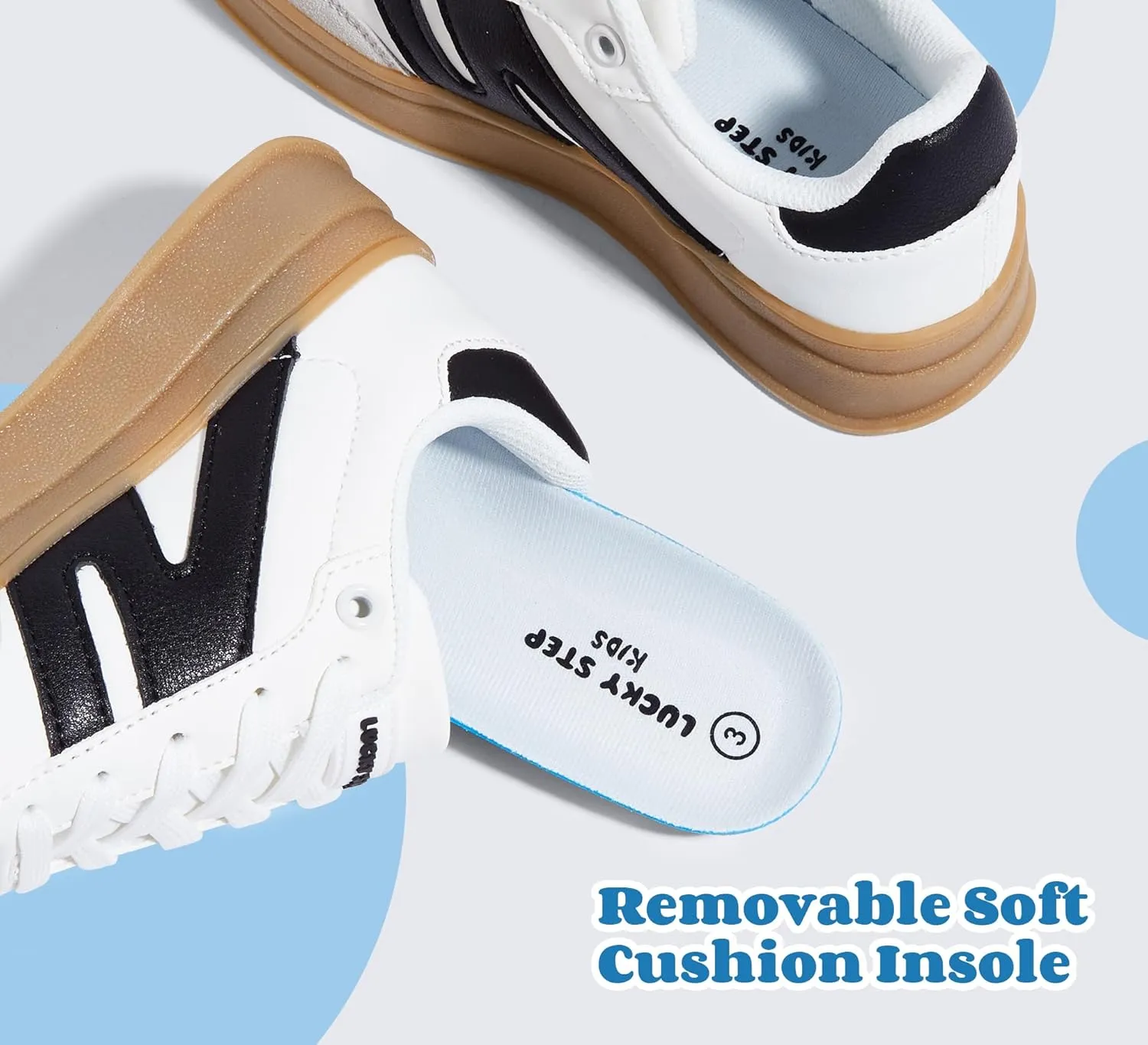 LUCKY STEP Boys Girls Platform Sneakers Fashion Casual Non Slip Walking Shoes Classic Retro Tennis Sneaker for Big Kids