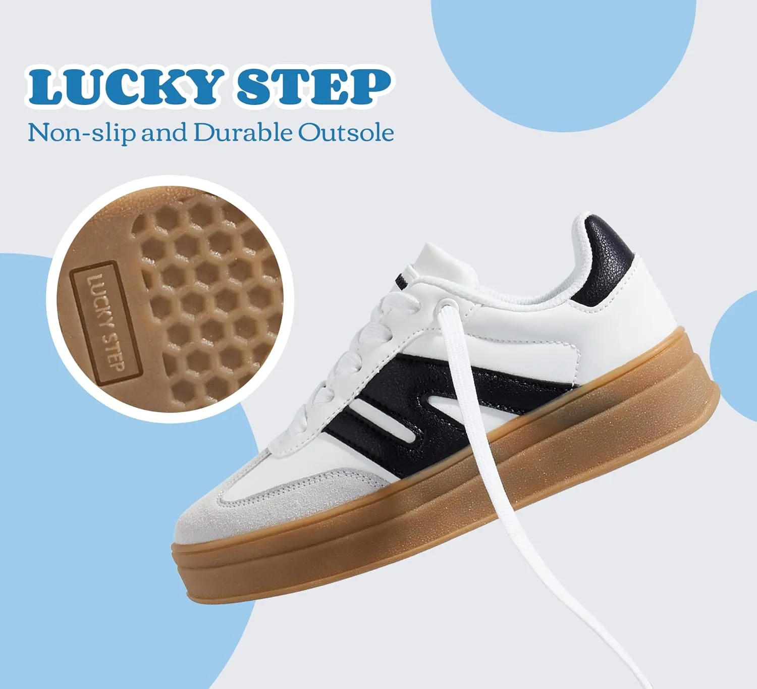 LUCKY STEP Boys Girls Platform Sneakers Fashion Casual Non Slip Walking Shoes Classic Retro Tennis Sneaker for Big Kids