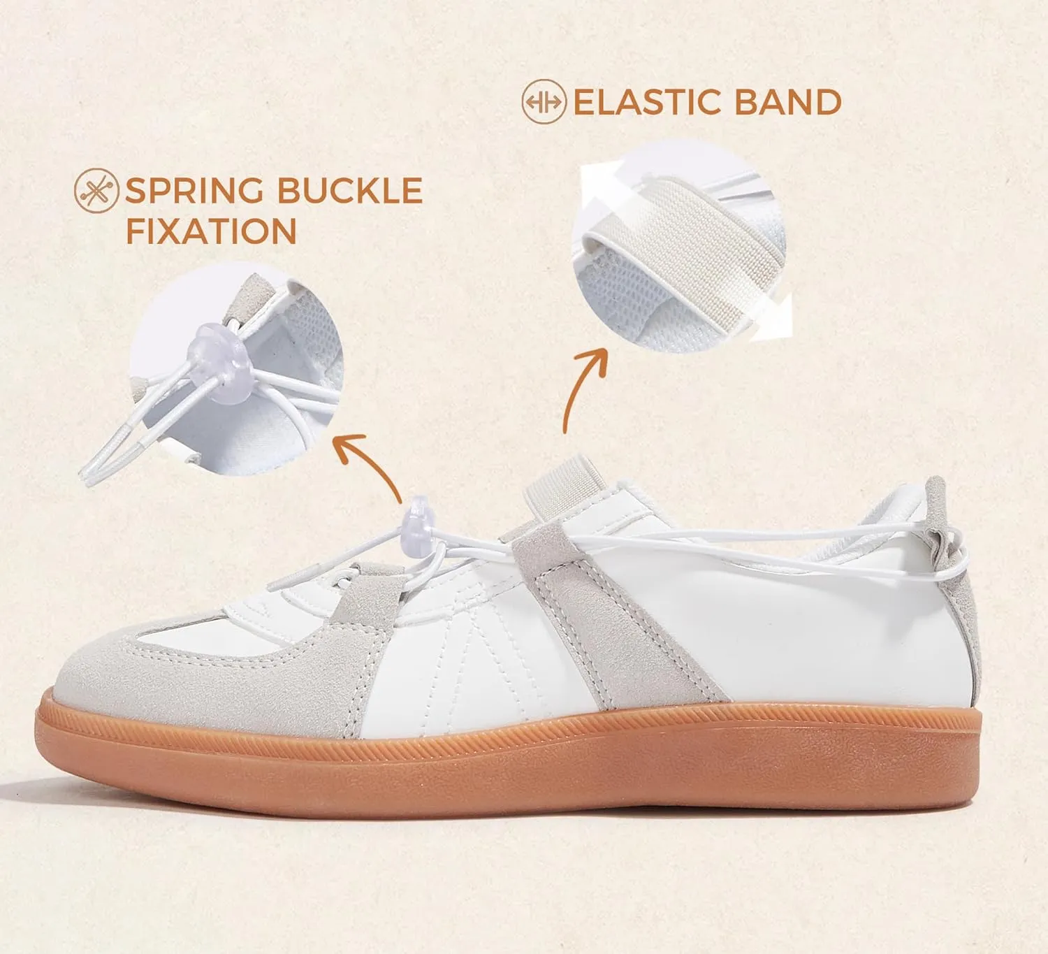 LUCKY STEP Women's Retro Fashion Sneakers Casual Comfortable Ballet Flats Lightweight Breathable Skate Shoes