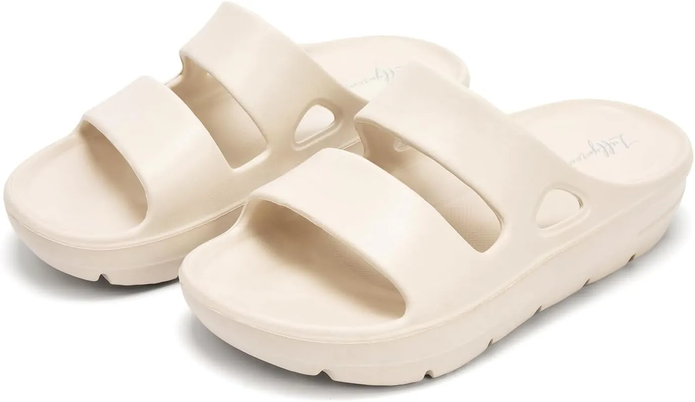 Luffymomo Pillow Slippers for Women and Men,Cloud Indoor Slides Bathroom Sandals | Non-Slip Thick Sole Quick Drying