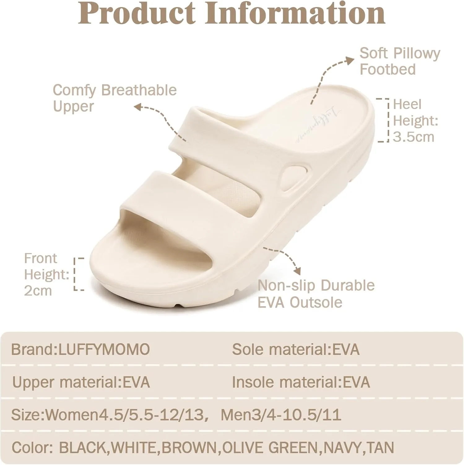 Luffymomo Pillow Slippers for Women and Men,Cloud Indoor Slides Bathroom Sandals | Non-Slip Thick Sole Quick Drying