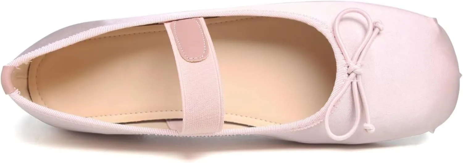 LUXINYU Flats for Women Dressy Square Toe Ankle Strap Mary Jane Shoes Casual Slip On Flats Comfortable Ballet Flats