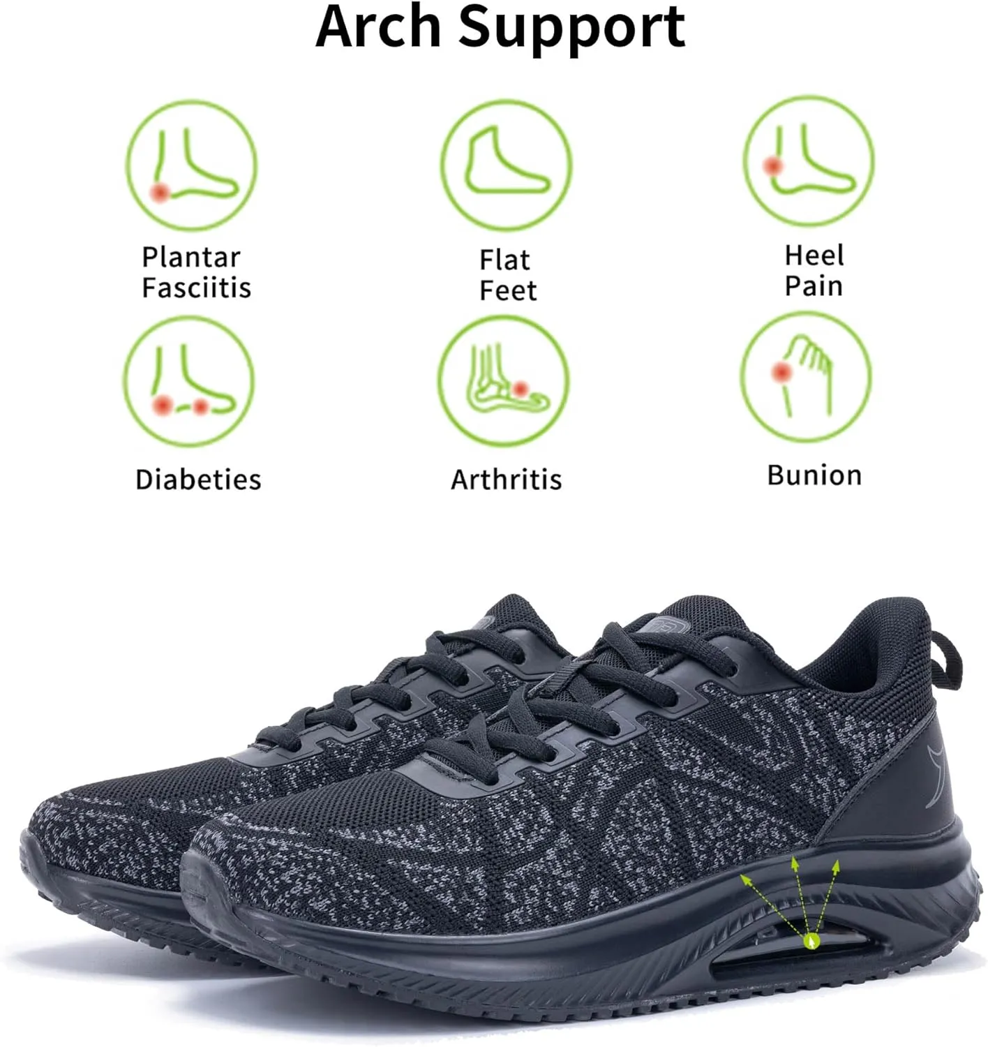 MAFEKE Womens Walking Shoes with Arch Support, Air Tennis Orthotic Fashion Sneakers for Plantar Fasciitis Pain Relief Size 5.5-11