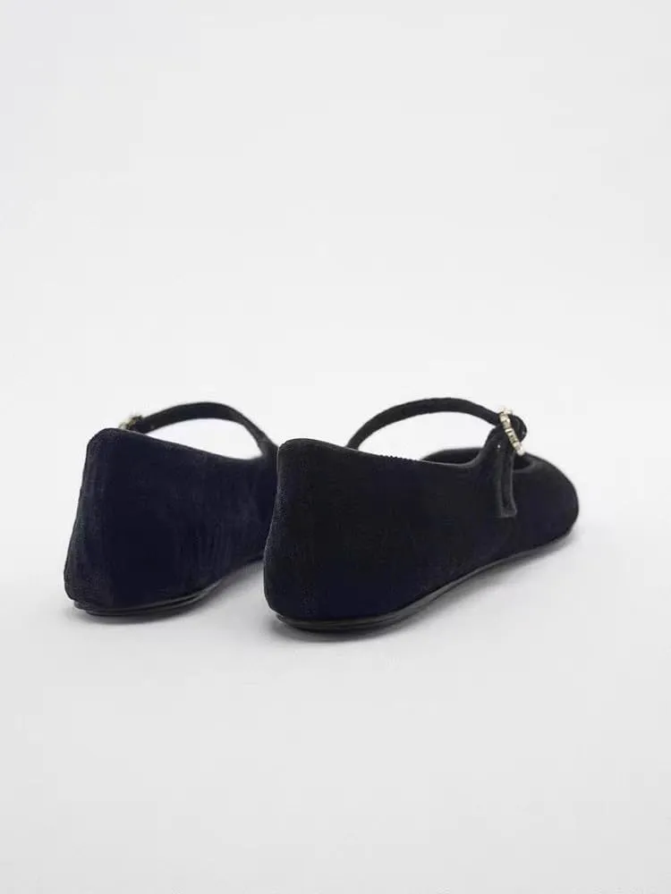 Mary Jane Flat Snap Leopard Square Toe Flats Comfortable Square Toe Flats