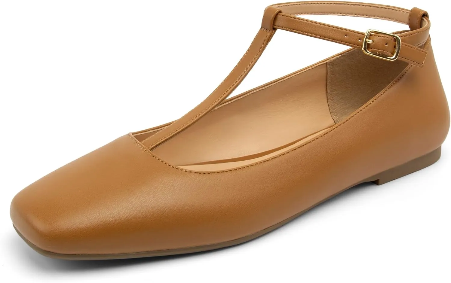 Mary Jane Flats Women Adjustable T Strap Square Toe Ballet Flats Ankle Strap Dress Comfortable Flats for Work,Date Nights Party,Office,Wedding