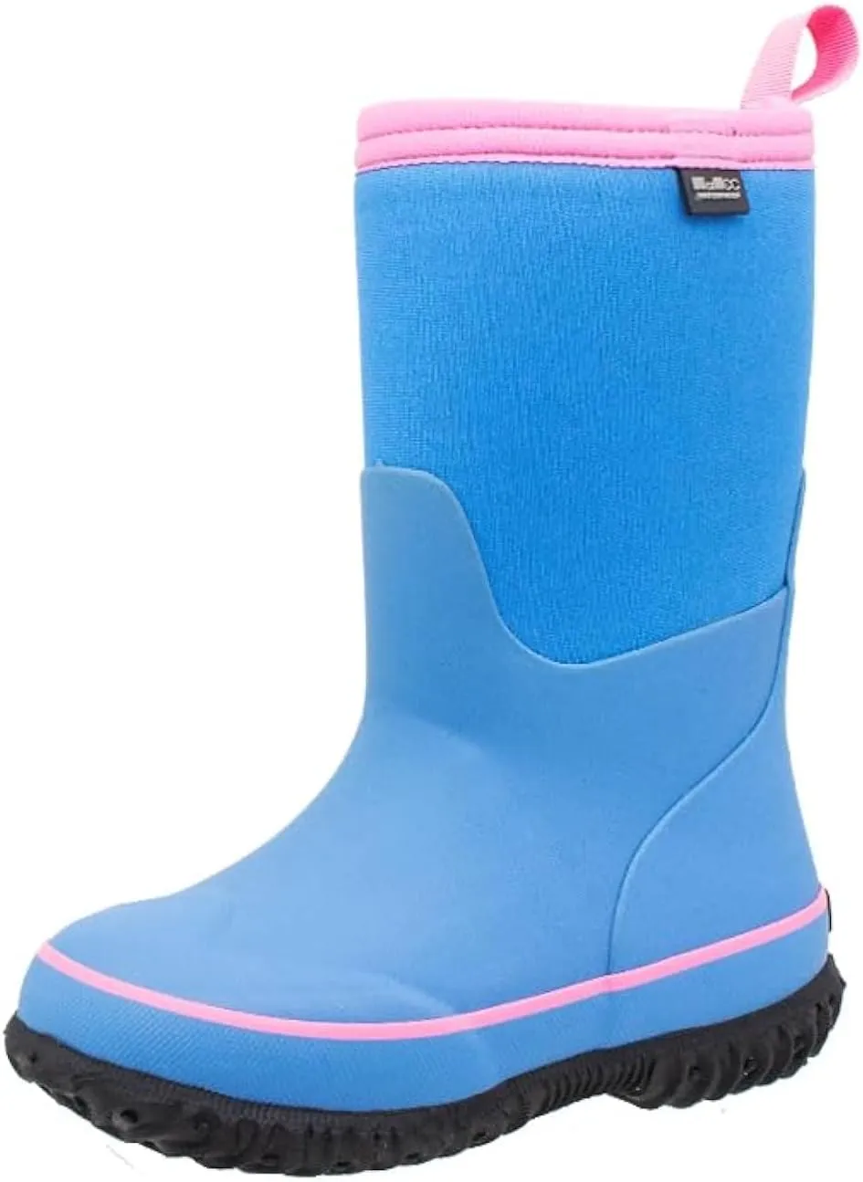 MCIKCC Kids Waterproof Rain Boots,High Snow Boots for Toddler Boys Girls,Textile Rubber Sole