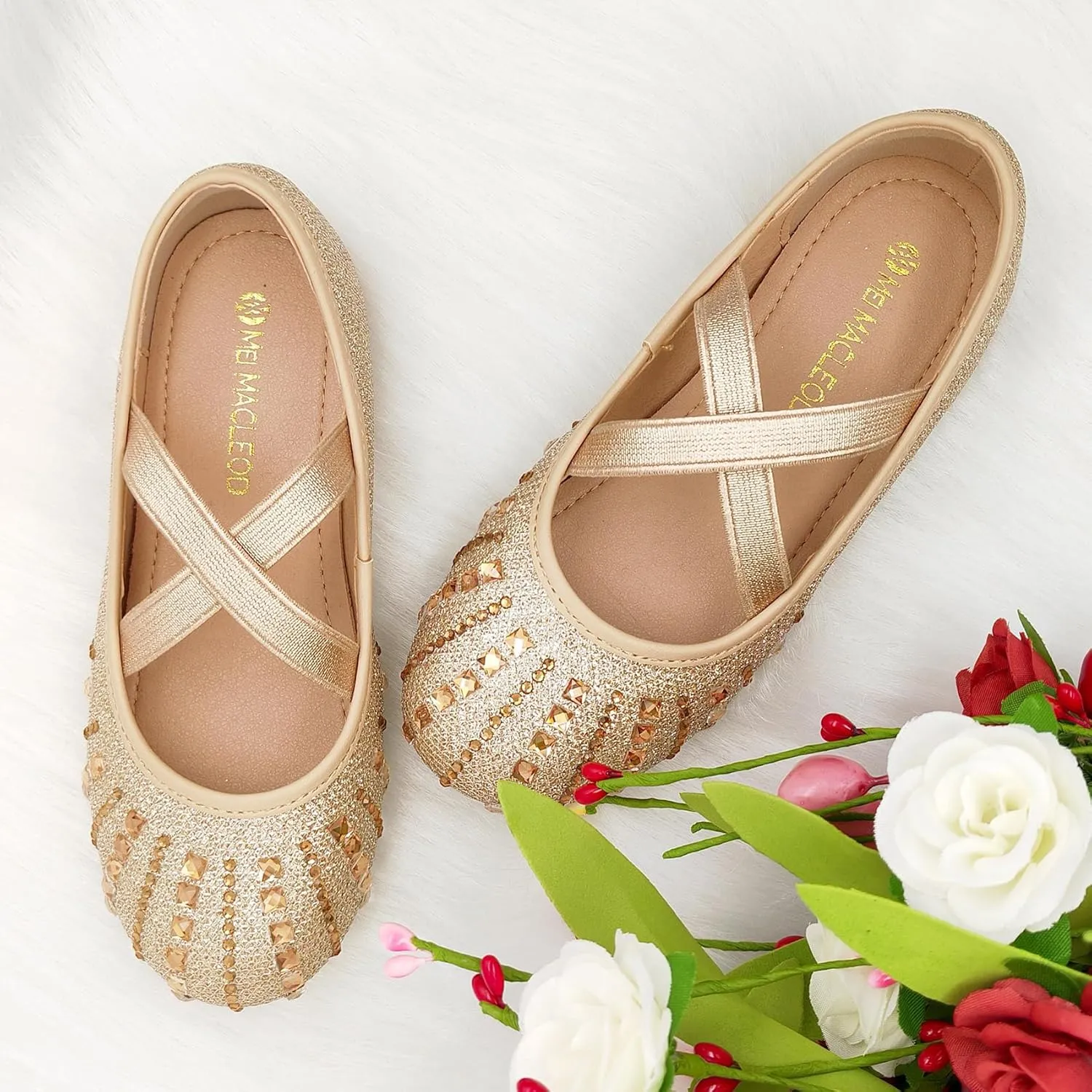 Mei MACLEOD Girl's Mary Jane Shoes Ballerina Shoes, Princess Dress Shoes for Party Wedding