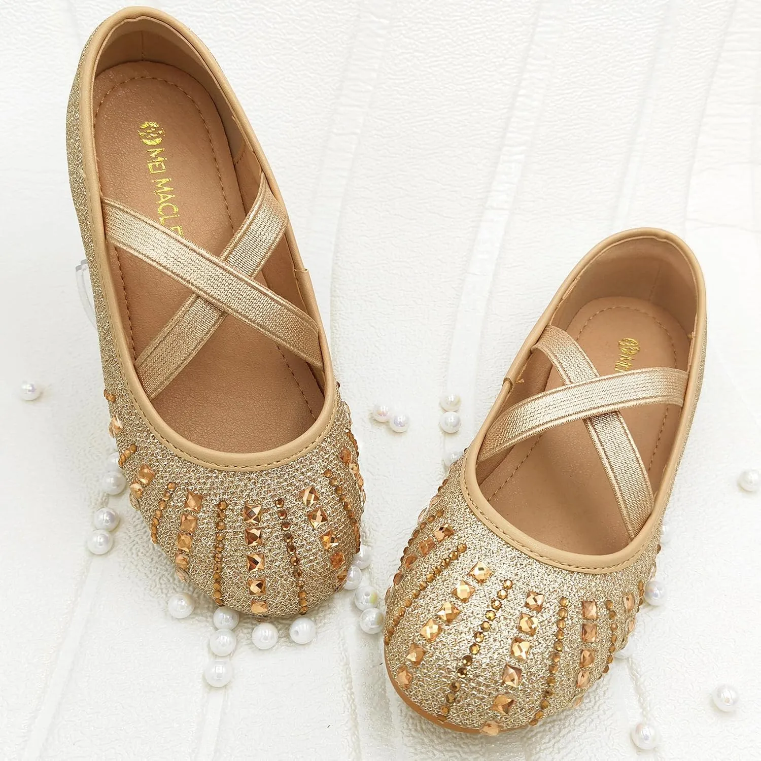 Mei MACLEOD Girl's Mary Jane Shoes Ballerina Shoes, Princess Dress Shoes for Party Wedding