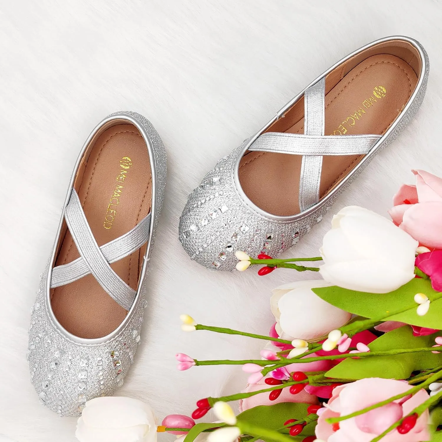 Mei MACLEOD Girl's Mary Jane Shoes Ballerina Shoes, Princess Dress Shoes for Party Wedding