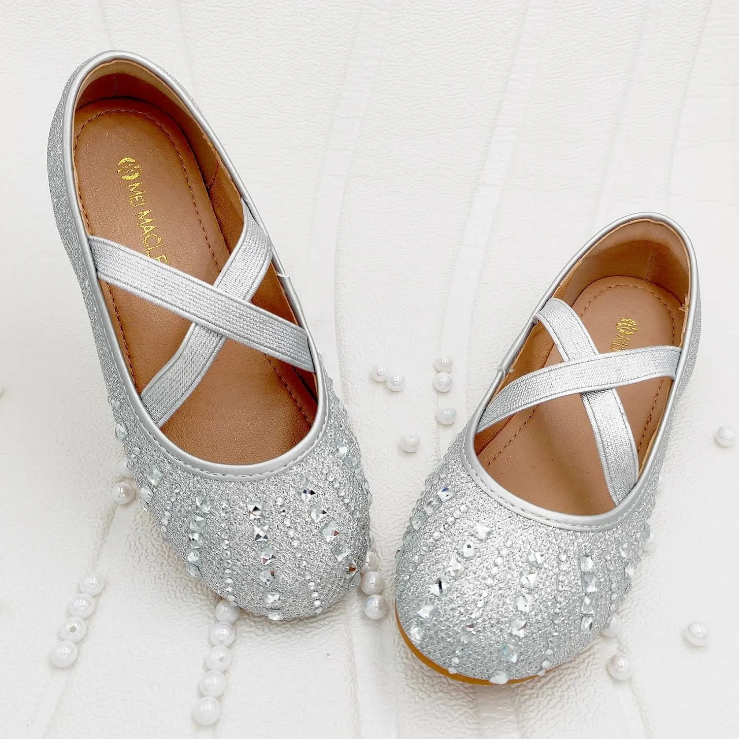 Mei MACLEOD Girl's Mary Jane Shoes Ballerina Shoes, Princess Dress Shoes for Party Wedding
