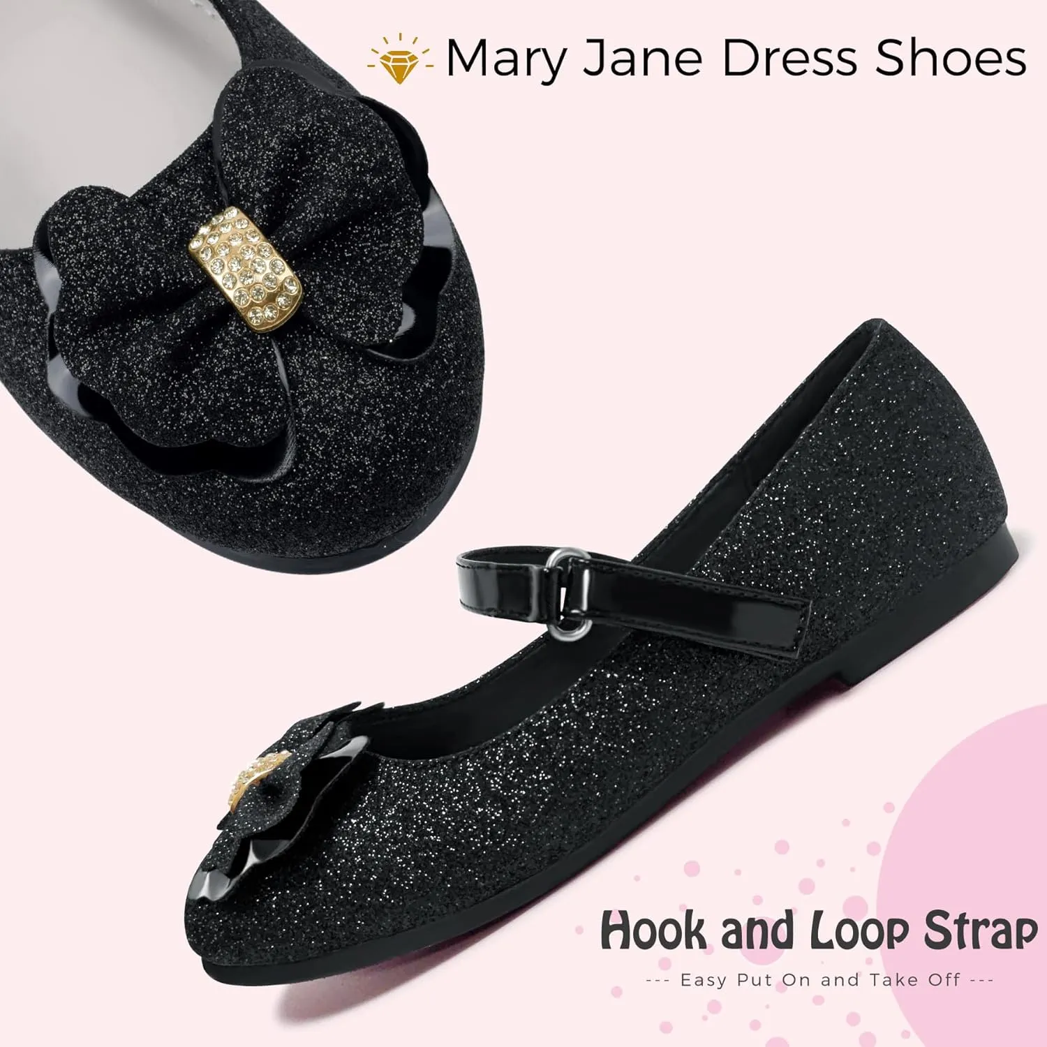 Mei MACLEOD Girl's Mary Jane Shoes Ballerina Shoes, Princess Dress Shoes for Party Wedding