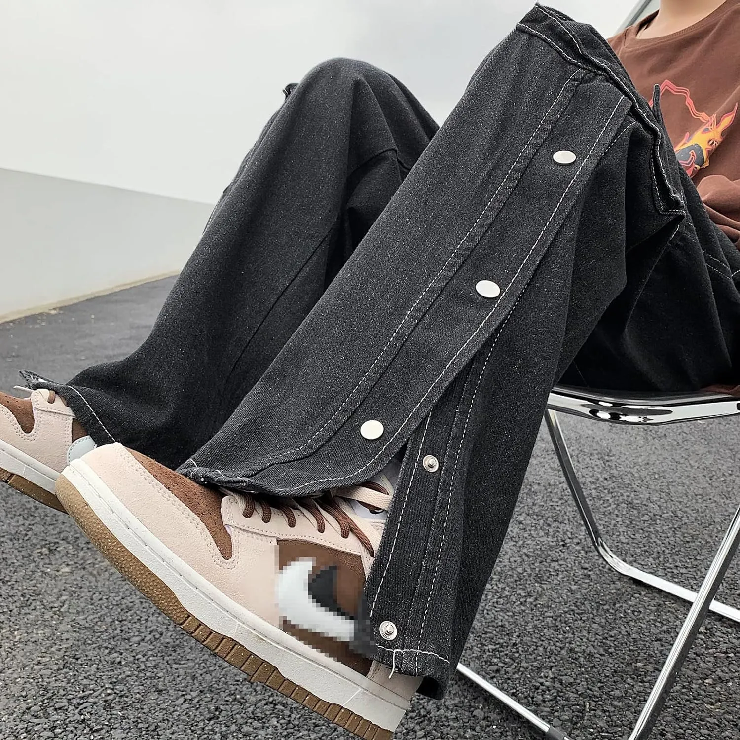 Men Straight Leg Jeans Relaxed Fit Work Pants Jeans with Cargo Pockets