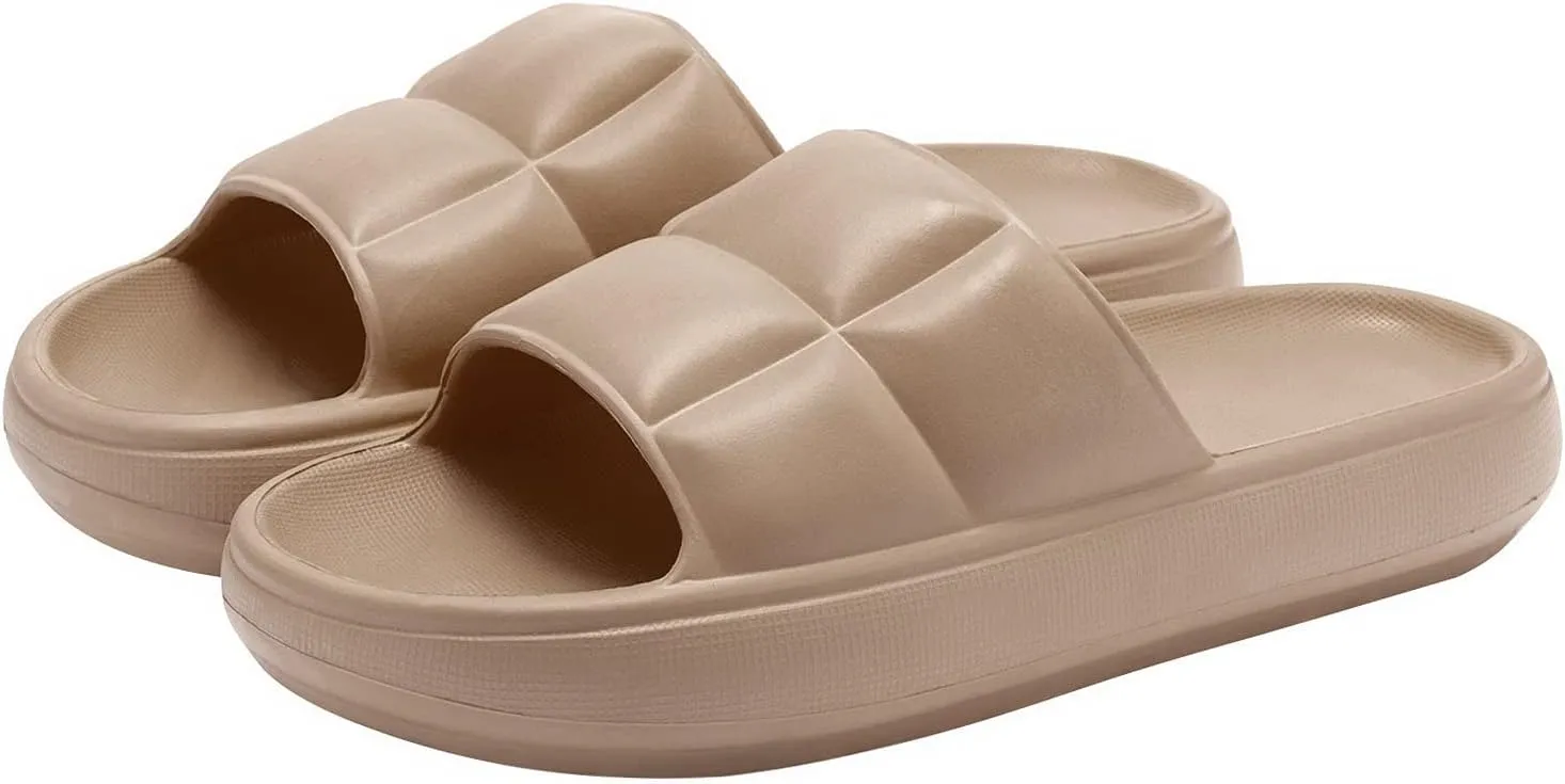 Menore Bubble Slippers for Women and Men Quick Drying, EVA Open Toe Soft Slippers, Non-Slip Soft Shower Spa Bath Pool Gym House Sandals for Indoor & Outdoor Khaki