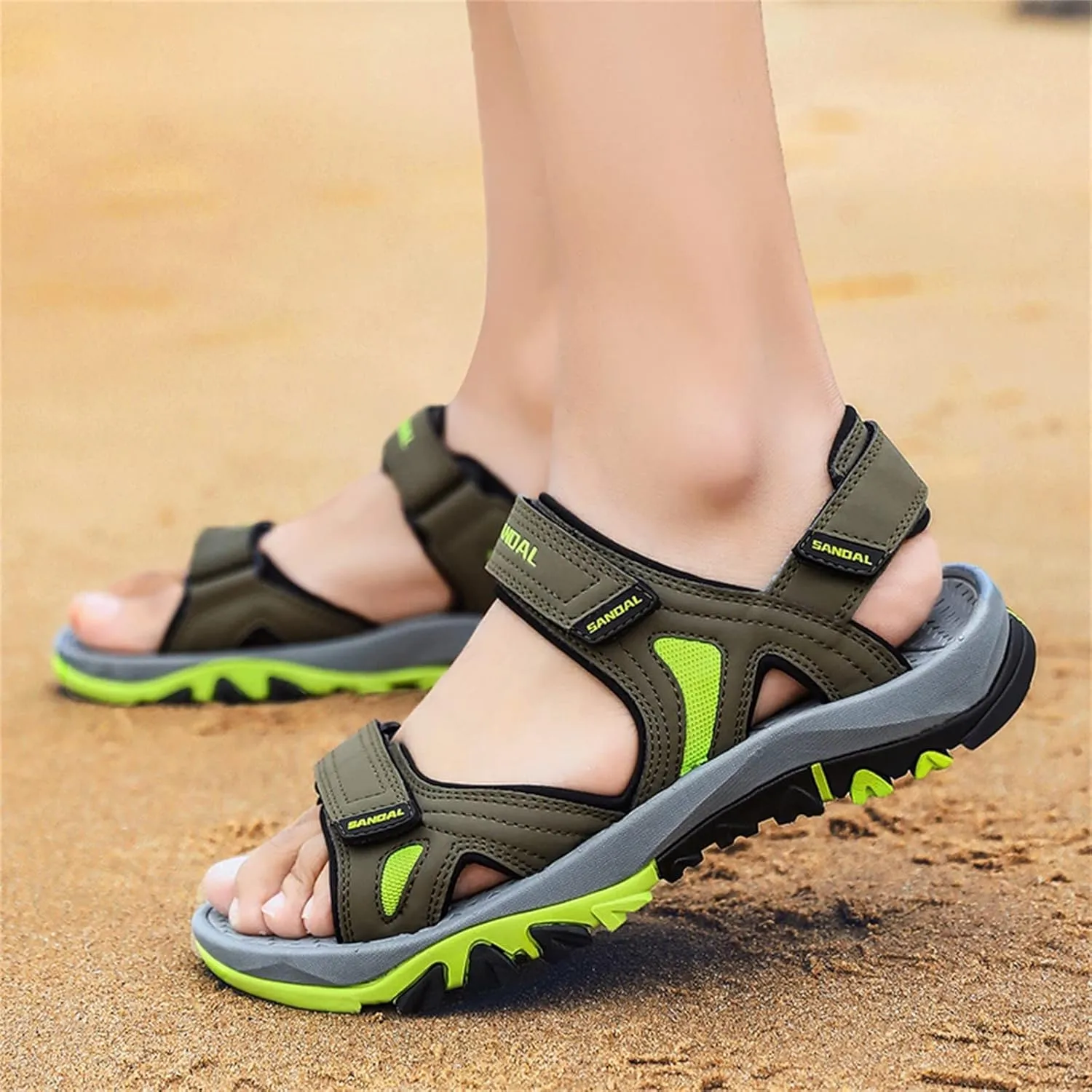 Men's Athletic Arch Support Sandals with Adjustable Hook And Loop Straps Hiking Beach Sport Outdoor Summer Sandals