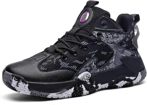 Mens Breathable Mesh Lace Up Basketball Shoes Fashion High-Top Non-Slip Sneakers Casual Gym Sports Tennis Jogging Shoes