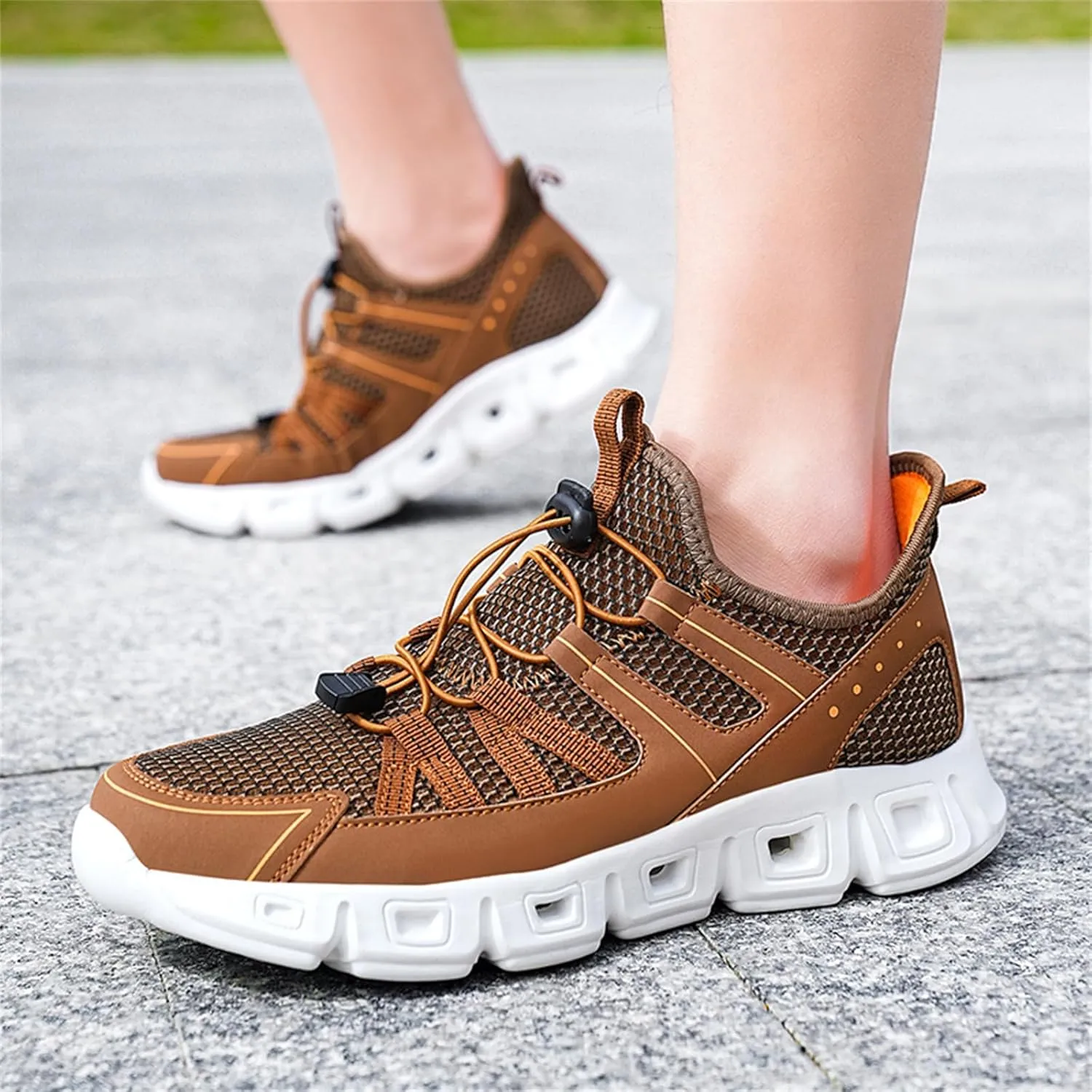 Mens Breathable Mesh Slip-On Fashion Sneakers with Elastic Band Lightweight Soft Sole Trail Running Shoes Walking Sports Shoes