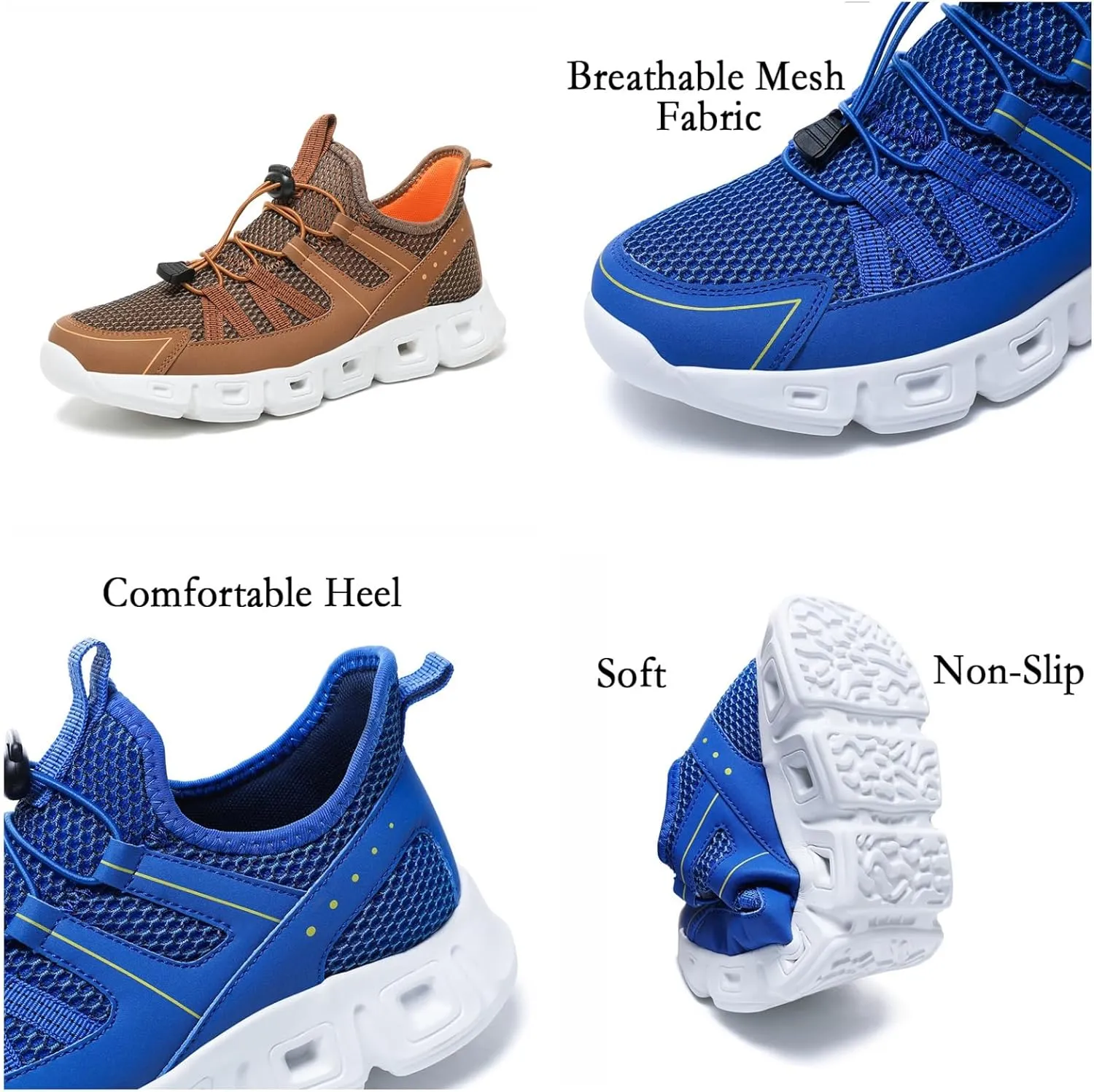 Mens Breathable Mesh Slip-On Fashion Sneakers with Elastic Band Lightweight Soft Sole Trail Running Shoes Walking Sports Shoes