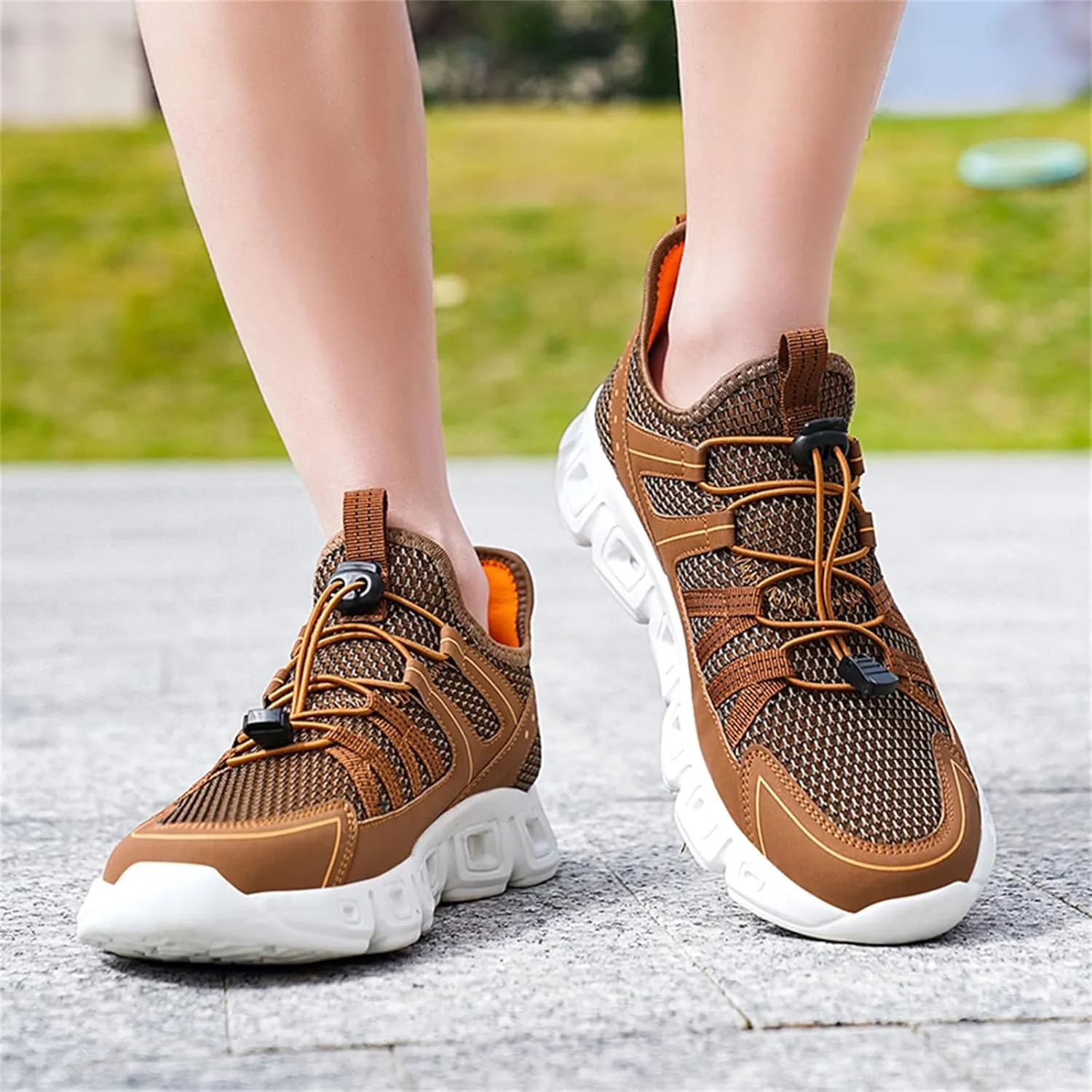 Mens Breathable Mesh Slip-On Fashion Sneakers with Elastic Band Lightweight Soft Sole Trail Running Shoes Walking Sports Shoes