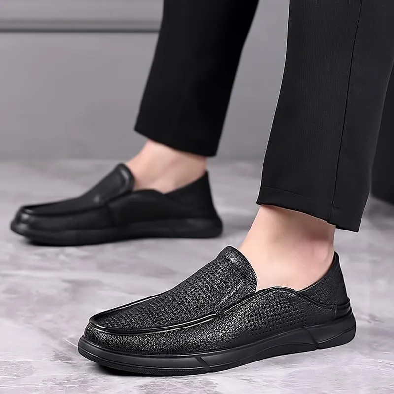 Men's Business Casual Loafers Patent Leather Formal Mesh Oxford Slip On Dress Shoes Prom Wedding Comfortable Office Shoes