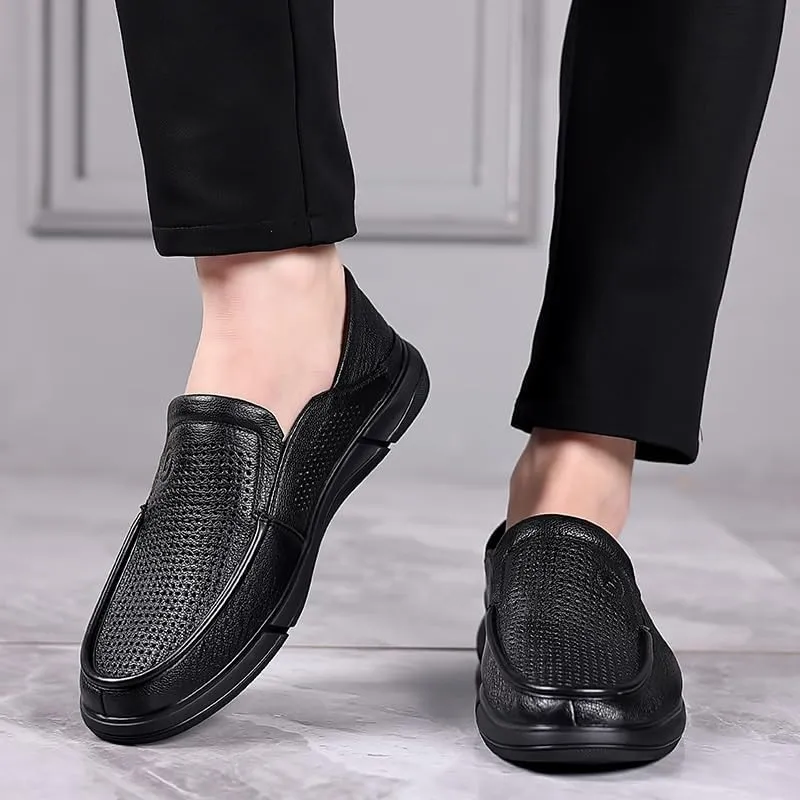 Men's Business Casual Loafers Patent Leather Formal Mesh Oxford Slip On Dress Shoes Prom Wedding Comfortable Office Shoes
