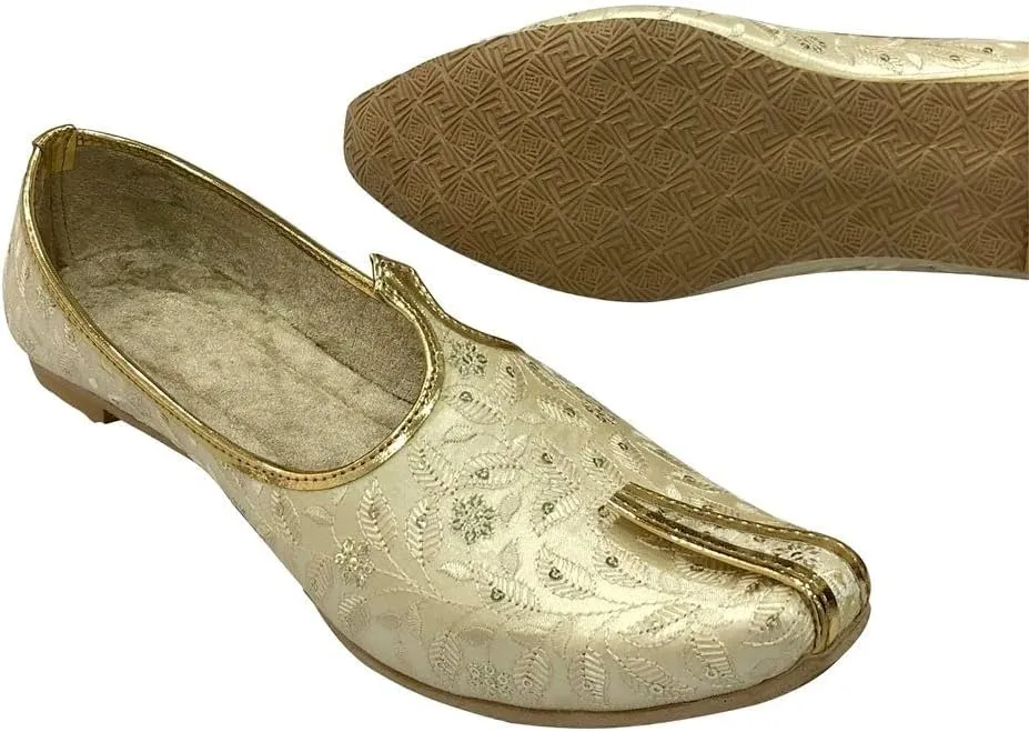 Men's Cream Wedding Shoes Sherwani Punjabi Jutti Traditional Ethnic Flats Mojari Khussa Juti