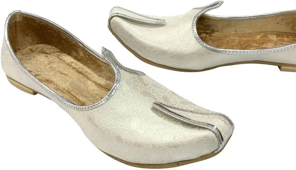 Men's Cream Wedding Shoes Sherwani Punjabi Jutti Traditional Ethnic Flats Mojari Khussa Juti