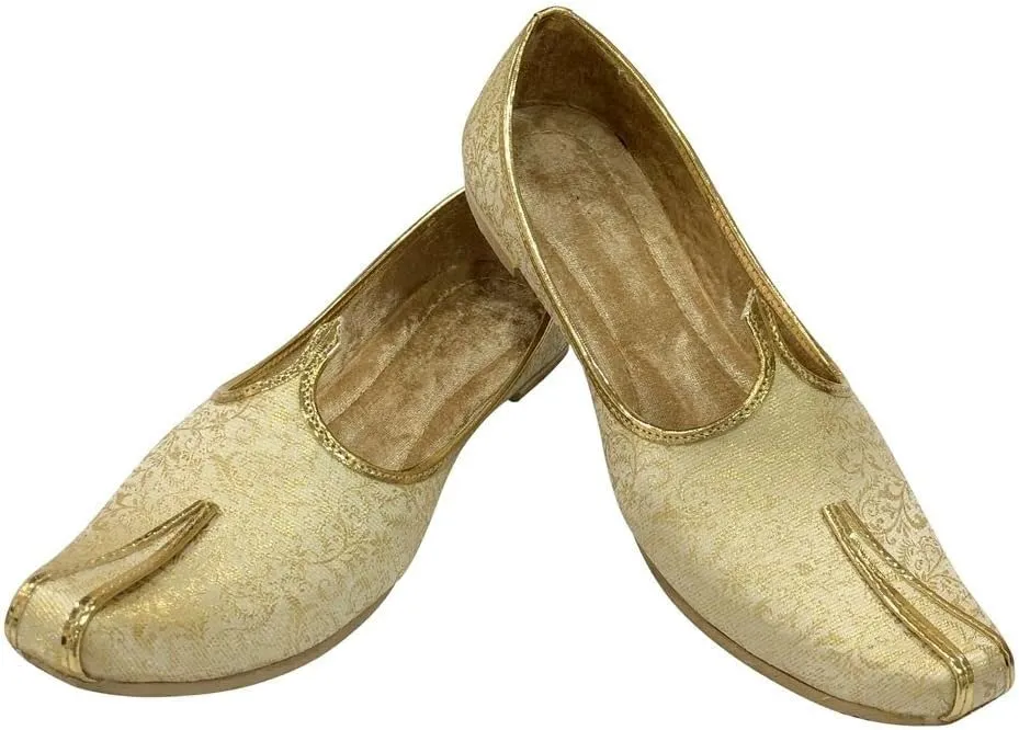 Men's Cream Wedding Shoes Sherwani Punjabi Jutti Traditional Ethnic Flats Mojari Khussa Juti