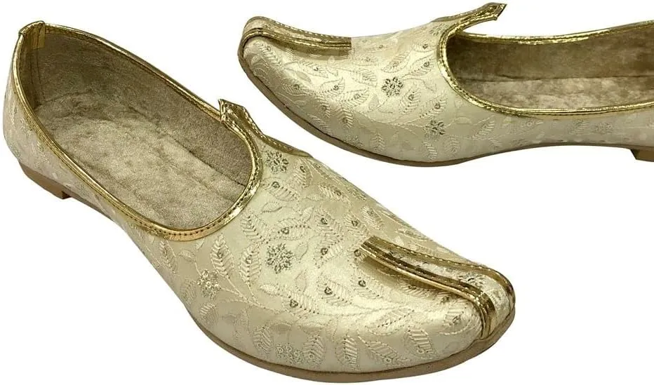 Men's Cream Wedding Shoes Sherwani Punjabi Jutti Traditional Ethnic Flats Mojari Khussa Juti
