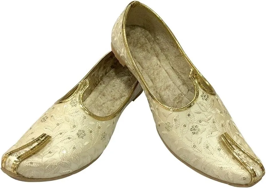 Men's Cream Wedding Shoes Sherwani Punjabi Jutti Traditional Ethnic Flats Mojari Khussa Juti