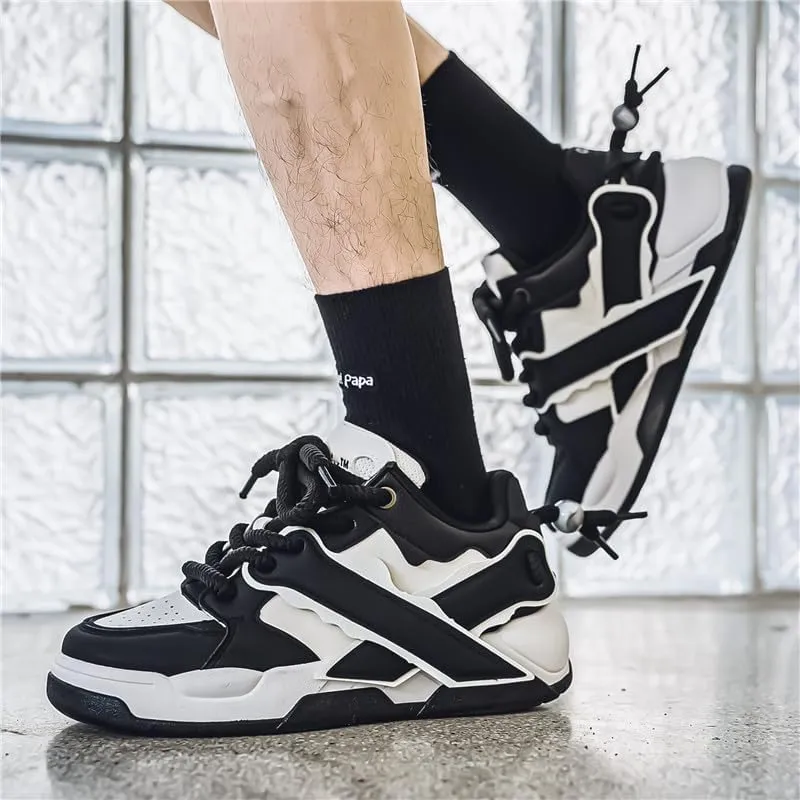 Men's Fashion Street Style Thick Soled Skateboard Shoes, Comfortable Non-Slip Durable Lace-up Sneakers, Suitable for Men's Outdoor Activities for All Seasons Shoes Size 6.5-10