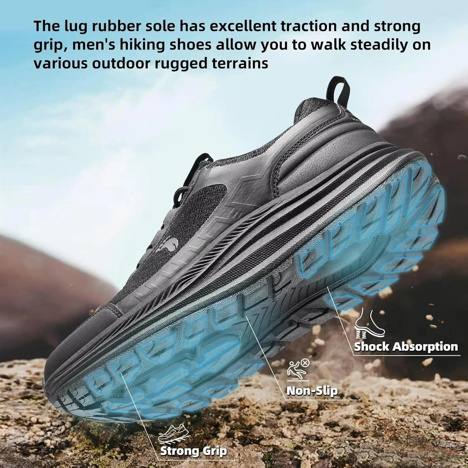 Men's Orthopedic Trail Running Shoes: Comfortable Arch Support Plantar Fasciitis Cross Training Athletic Sneakers, Orthotic Flat Feet Hiking Workout Tennis Walking Sports Shoes for Foot Heel Pain