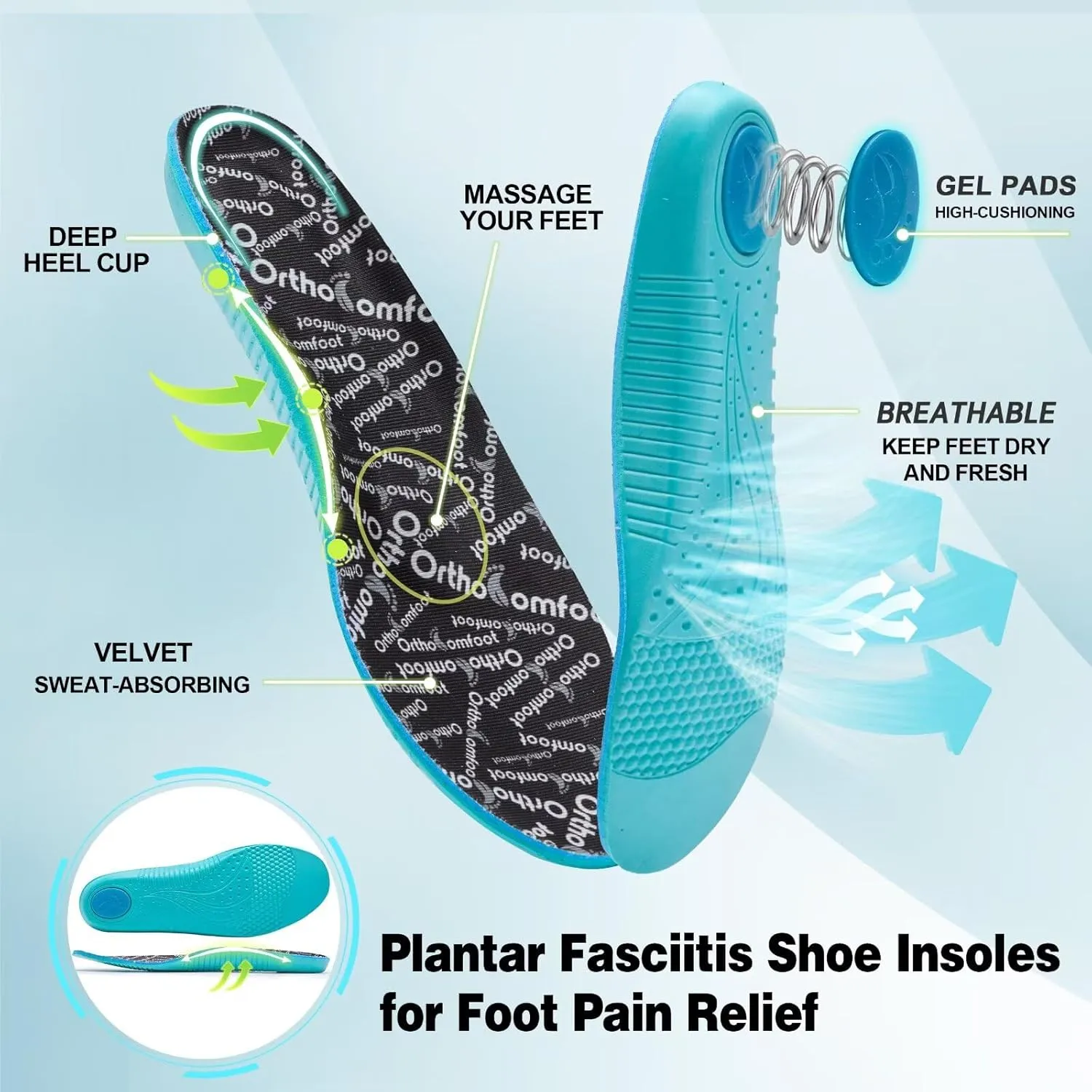 Men's Orthopedic Trail Running Shoes: Comfortable Arch Support Plantar Fasciitis Cross Training Athletic Sneakers, Orthotic Flat Feet Hiking Workout Tennis Walking Sports Shoes for Foot Heel Pain